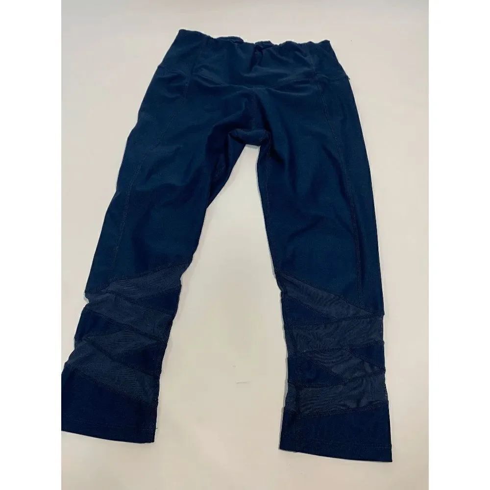 Apana Women's Jegging Pull On Pants Elastic Waist Blue Mesh Hem Small